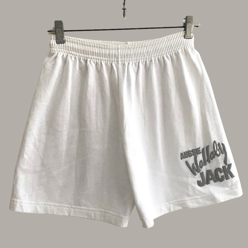 Vintage Aussie Wallaby Jack White Spell-out Shorts Size Medium
